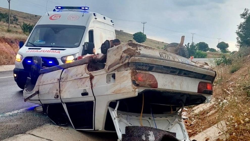 Kontrolden Çıkan  Araç  Devrildi..