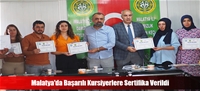 Malatya'da Başarılı Kursiyerlere Sertifika Verildi