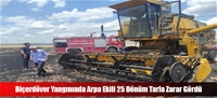 Biçerdöver Yangınında Arpa Ekili 25 Dönüm Tarla Zarar Gördü