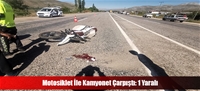 Motosiklet İle Kamyonet Çarpıştı: 1 Yaralı