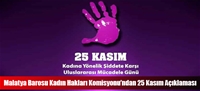 Malatya Barosu Kadın Hakları Komisyonu'ndan 25 Kasım Açıklaması