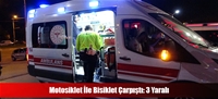 Motosiklet İle Bisiklet Çarpıştı: 3 Yaralı