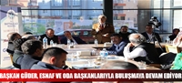 BAŞKAN GÜDER, ESNAF VE ODA BAŞKANLARIYLA BULUŞMAYA DEVAM EDİYOR