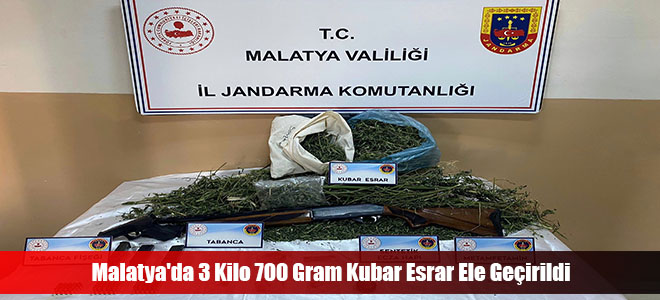 Malatya'da 3 Kilo 700 Gram Kubar Esrar Ele Geçirildi