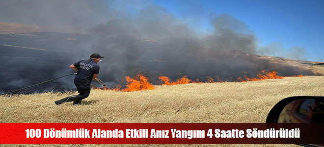 100 Dönümlük Alanda Etkili Anız Yangını 4 Saatte Söndürüldü