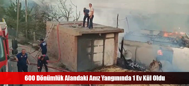 600 Dönümlük Alandaki Anız Yangınında 1 Ev Kül Oldu