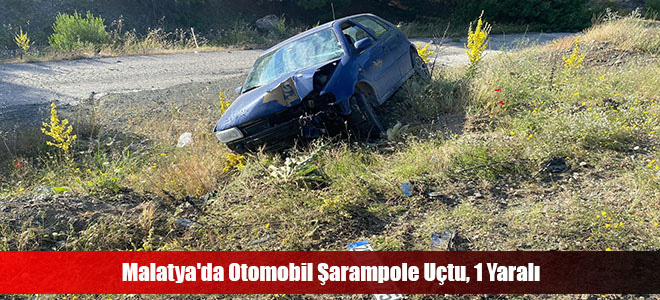 Malatya'da Otomobil Şarampole Uçtu, 1 Yaralı