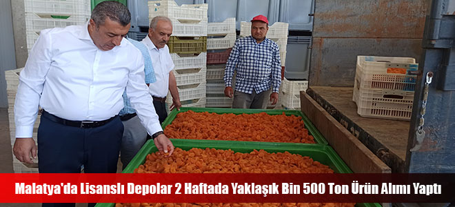 Malatya'da Lisanslı Depolar 2 Haftada Yaklaşık Bin 500 Ton Ürün Alımı Yaptı