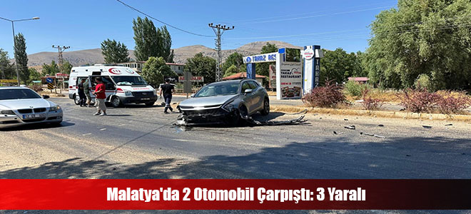 Malatya'da 2 Otomobil Çarpıştı: 3 Yaralı